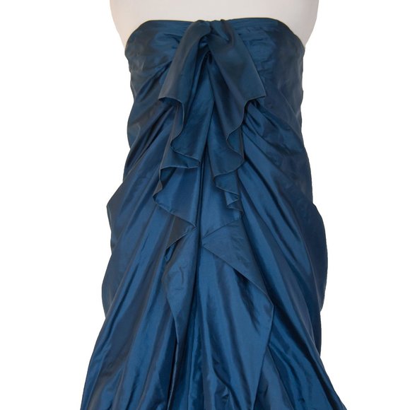 PHILLIP LIM Ruffle Silk Deep Blue Dress Party Cocktail Sz 8 - Picture 2 of 3